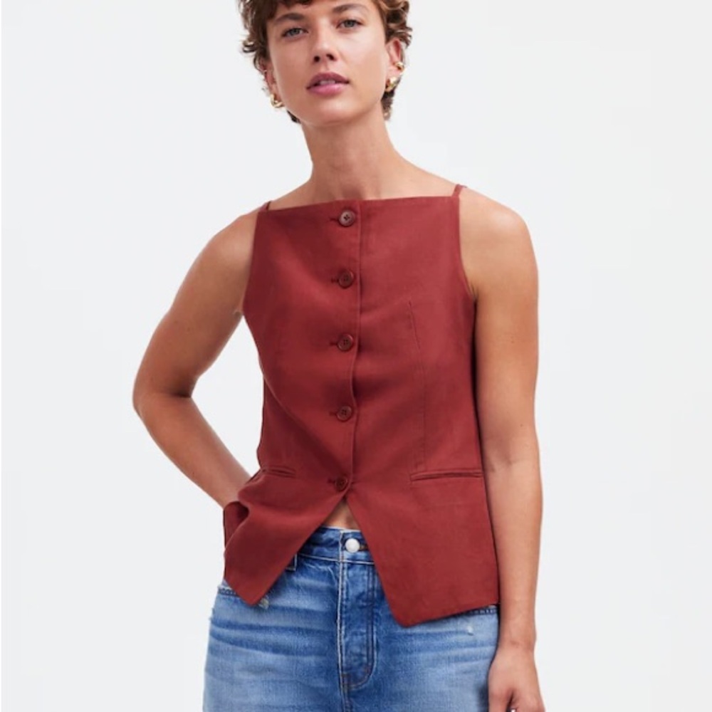 NWT MADEWELL Square-Neck Vest in Drapey Twill